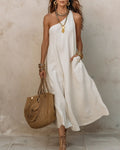Vyla™ One-Shoulder Halter Maxi Dress