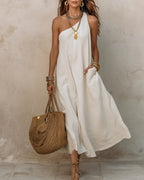 Vyla™ One-Shoulder Halter Maxi Dress