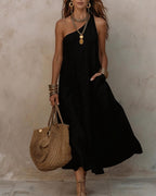 Vyla™ One-Shoulder Halter Maxi Dress