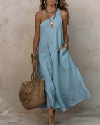 Vyla™ One-Shoulder Halter Maxi Dress