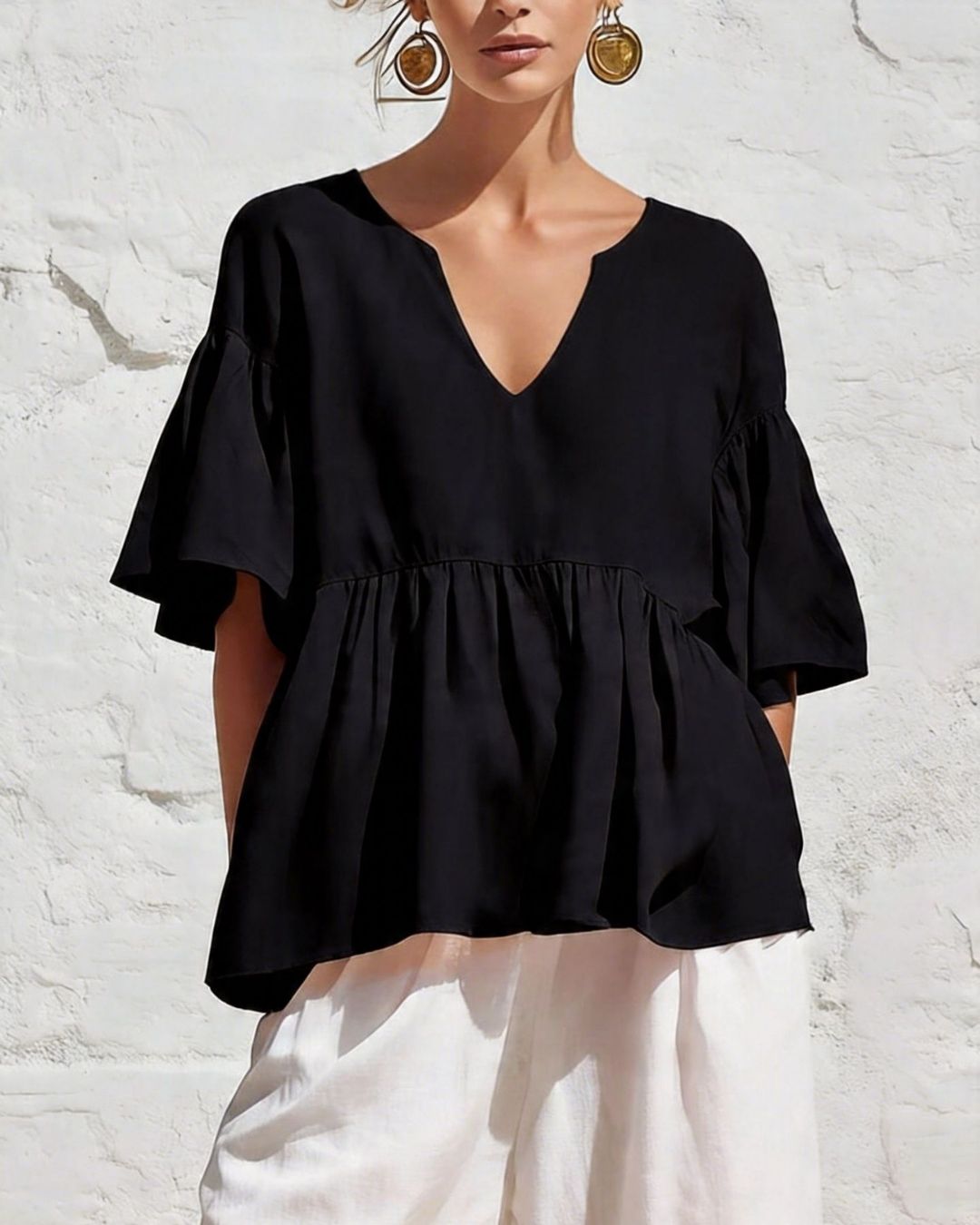 Vyla™ V-Neck Ruffle Top