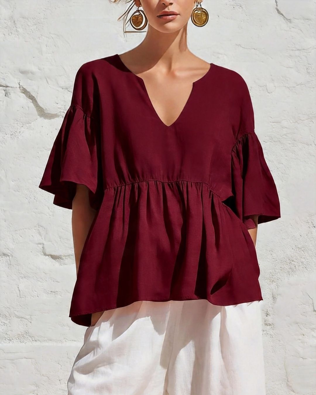 Vyla™ V-Neck Ruffle Top