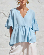 Vyla™ V-Neck Ruffle Top