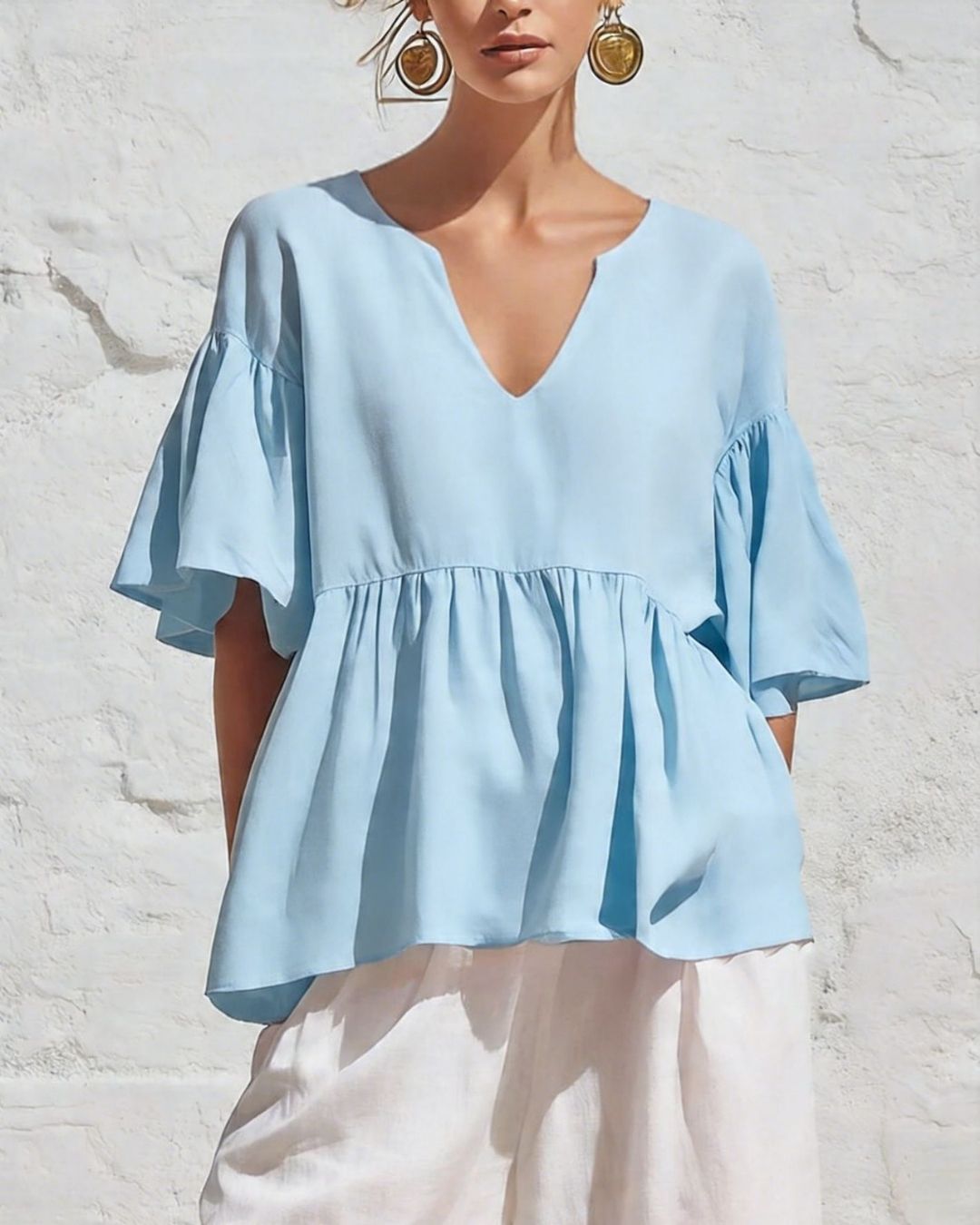 Vyla™ V-Neck Ruffle Top