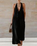 Vyla™ Sleeveless Vest & Wide-Leg Pants Set – 2-Piece Lace-Up Outfit