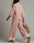 Vyla™ Boho Oasis Set Deep V Neck Tunic Palazzo Pants Resort Wear
