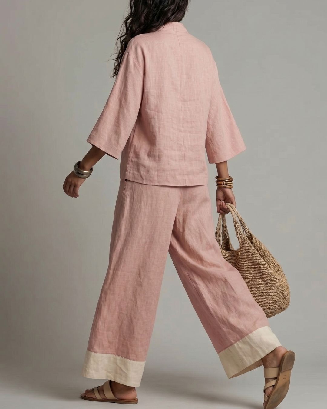 Vyla™ Boho Oasis Set Deep V Neck Tunic Palazzo Pants Resort Wear
