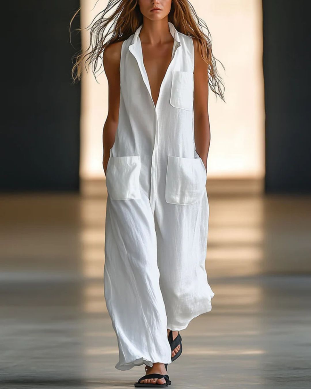Vyla™ Casual Loose Retro Breathable Wide Leg Jumpsuit