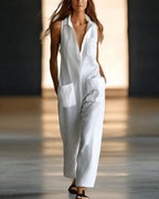 Vyla™ Casual Loose Retro Breathable Wide Leg Jumpsuit