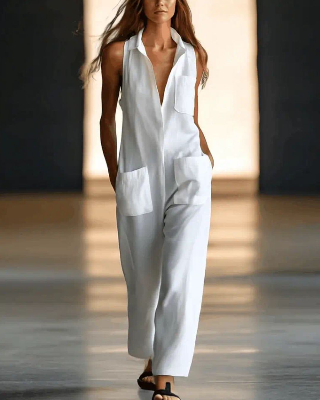 Vyla™ Casual Loose Retro Breathable Wide Leg Jumpsuit