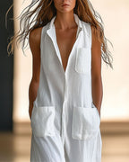Vyla™ Casual Loose Retro Breathable Wide Leg Jumpsuit