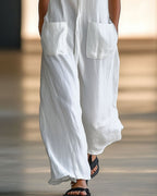 Vyla™ Casual Loose Retro Breathable Wide Leg Jumpsuit