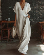 Vyla™ Boho Lace Trim Flowy A-Line Maxi Dress