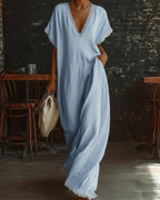 Vyla™ Boho Lace Trim Flowy A-Line Maxi Dress