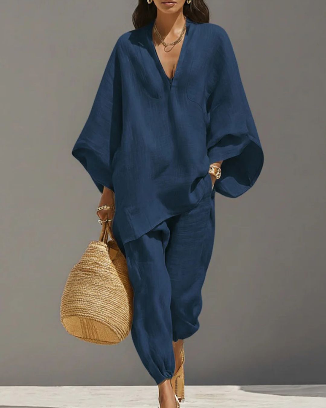 Vyla™ V-Neck Tunic Relaxed Fit Coastal Brunch Outfit
