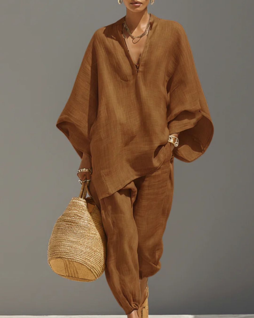 Vyla™ V-Neck Tunic Relaxed Fit Coastal Brunch Outfit