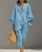 Vyla™ V-Neck Tunic Relaxed Fit Coastal Brunch Outfit