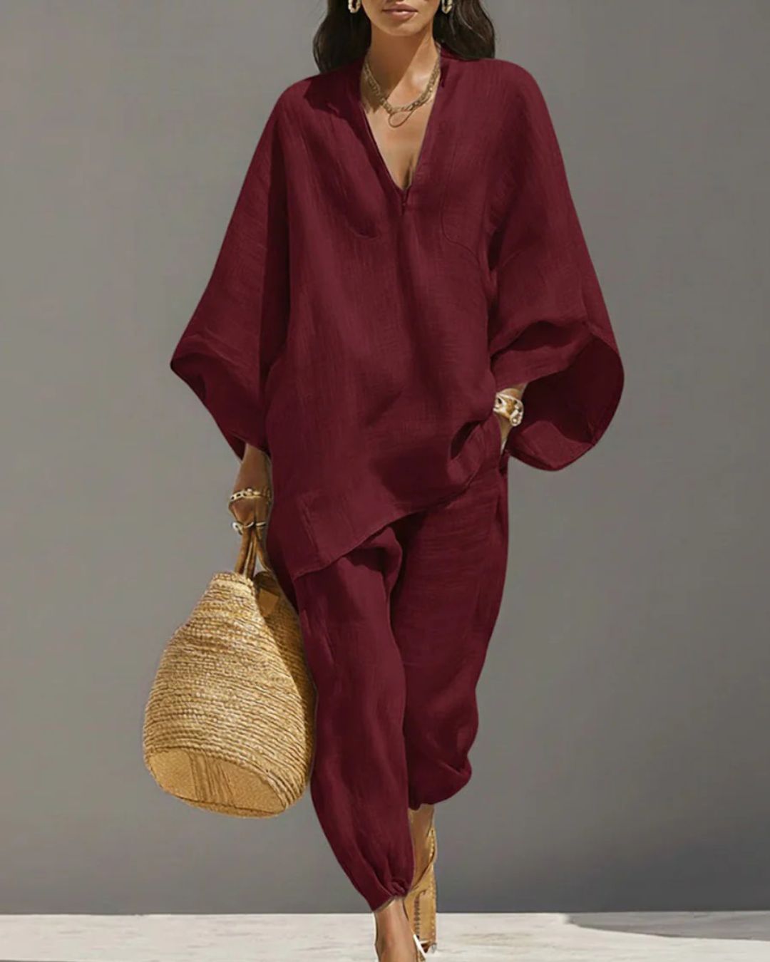 Vyla™ V-Neck Tunic Relaxed Fit Coastal Brunch Outfit