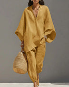 Vyla™ V-Neck Tunic Relaxed Fit Coastal Brunch Outfit