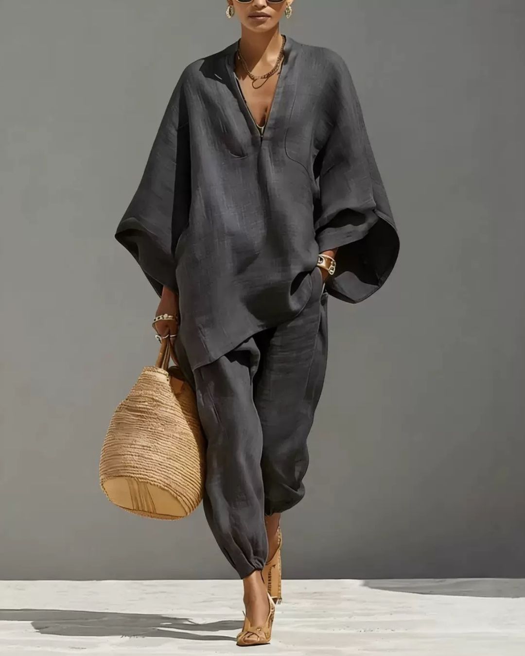Vyla™ V-Neck Tunic Relaxed Fit Coastal Brunch Outfit