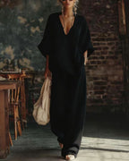 Vyla™ Casual Urban Boho V-neck Blouse Set