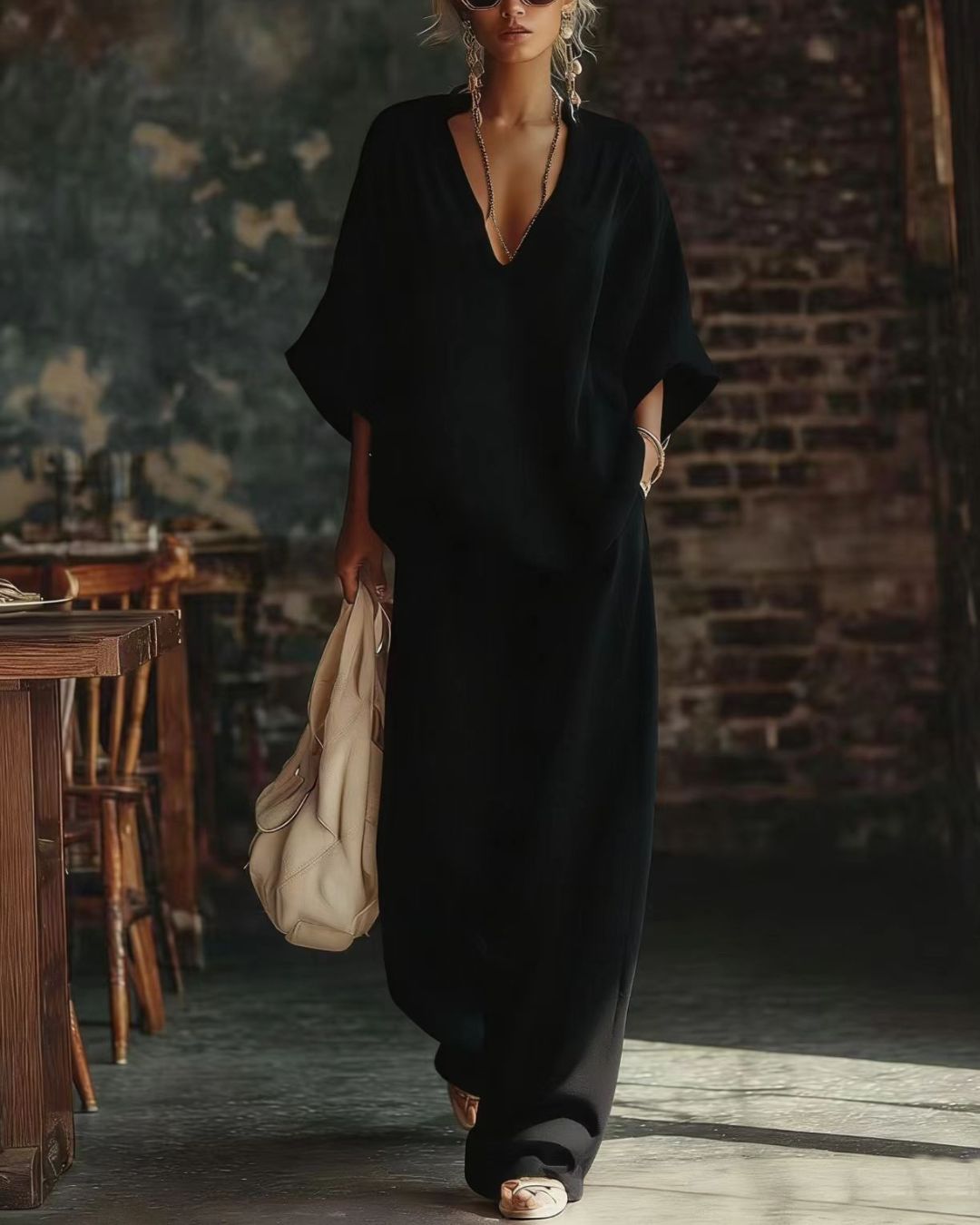 Vyla™ Casual Urban Boho V-neck Blouse Set