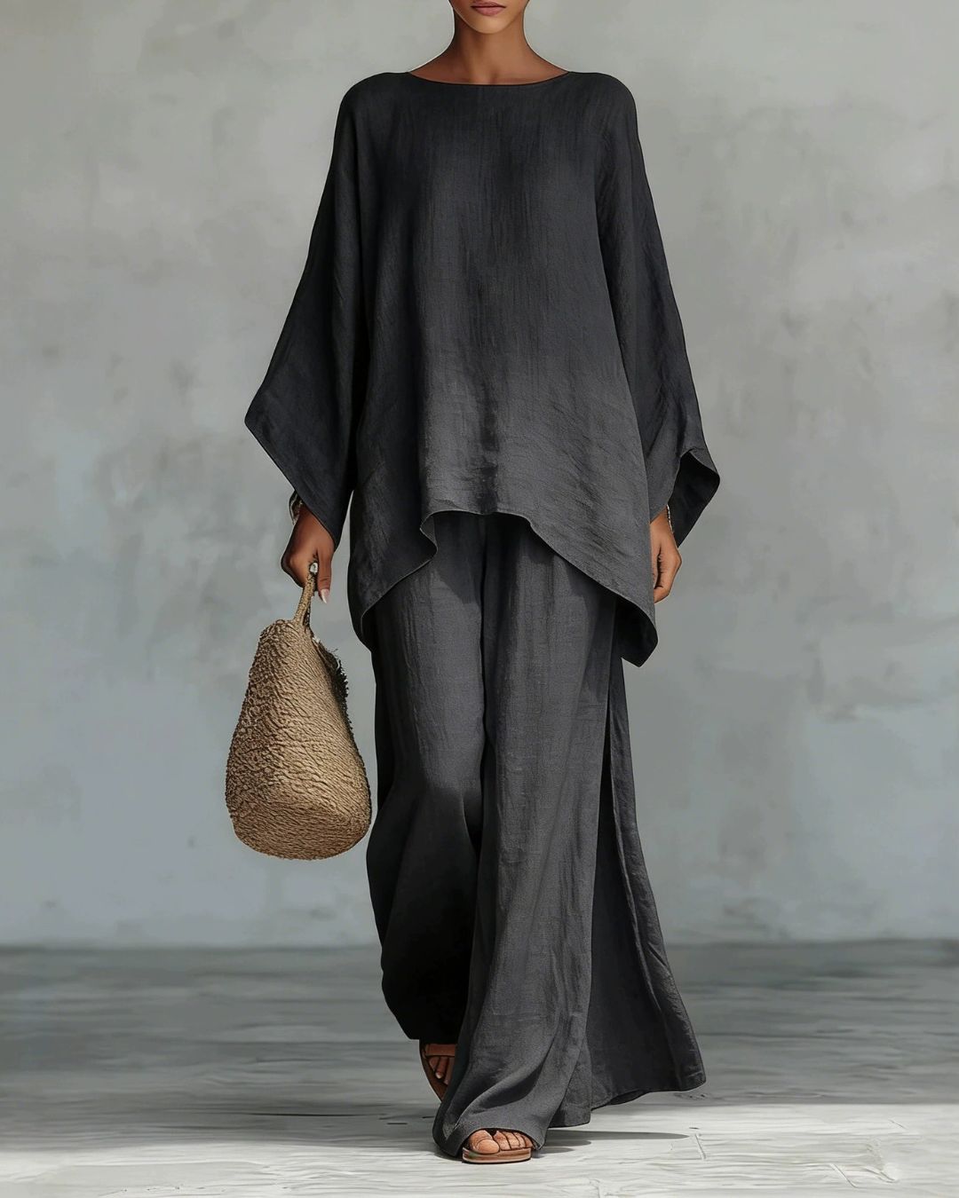 Vyla™ Asymmetric Ethnic Crew Neck Set