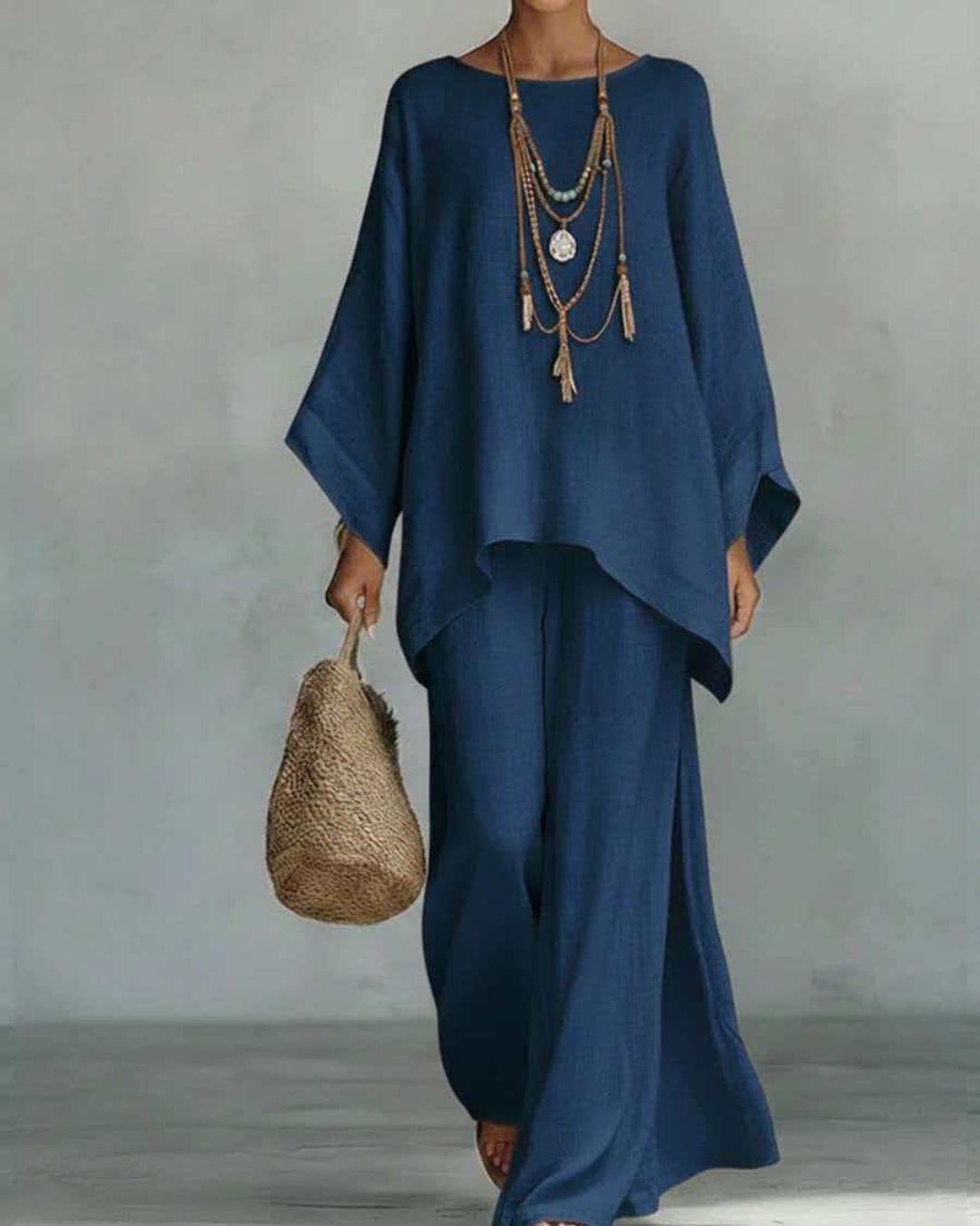 Vyla™ Asymmetric Ethnic Crew Neck Set