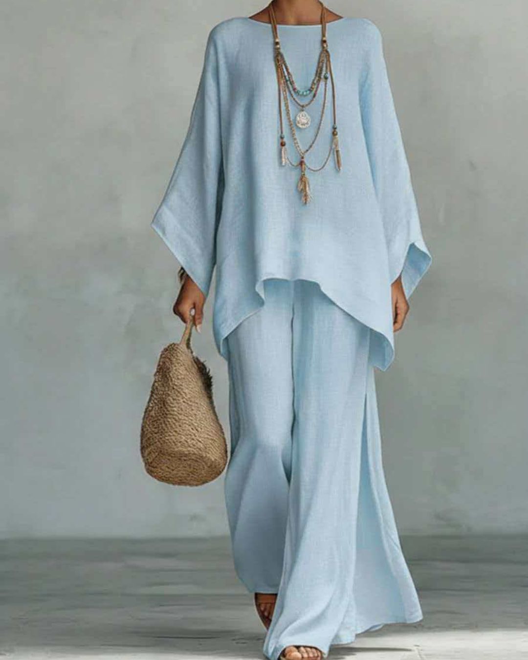 Vyla™ Asymmetric Ethnic Crew Neck Set