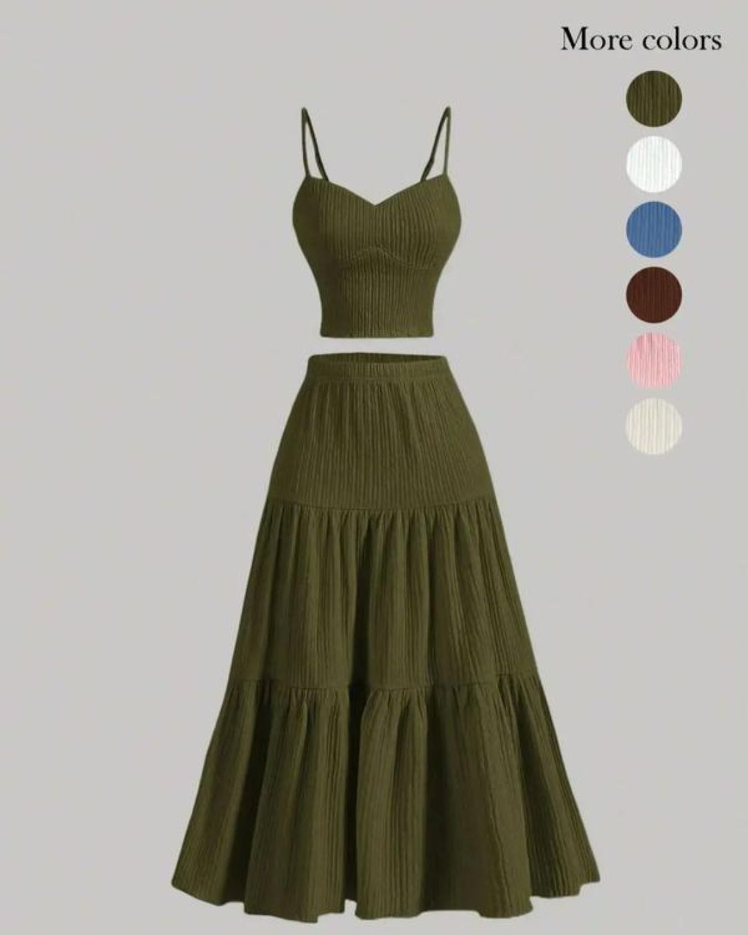 Vyla™ Casual Fashion Cozy Crop Cami Top & A-line Skirt Two-piece Outfits