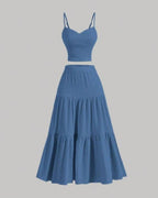 Vyla™ Casual Fashion Cozy Crop Cami Top & A-line Skirt Two-piece Outfits