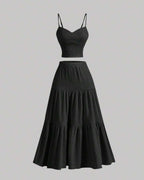Vyla™ Casual Fashion Cozy Crop Cami Top & A-line Skirt Two-piece Outfits