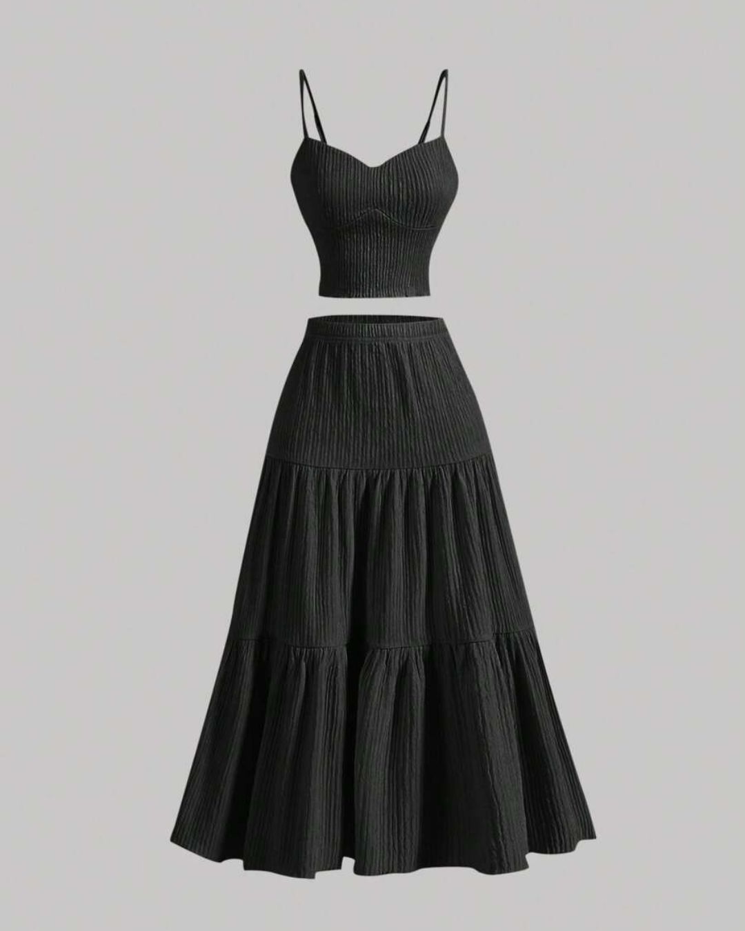 Vyla™ Casual Fashion Cozy Crop Cami Top & A-line Skirt Two-piece Outfits