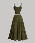 Vyla™ Casual Fashion Cozy Crop Cami Top & A-line Skirt Two-piece Outfits