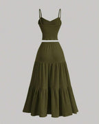 Vyla™ Casual Fashion Cozy Crop Cami Top & A-line Skirt Two-piece Outfits
