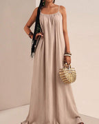 Vyla™ Pleated Slip Flowy Casual Maxi Dress