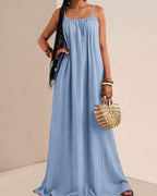 Vyla™ Pleated Slip Flowy Casual Maxi Dress