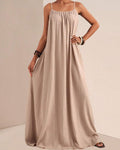 Vyla™ Pleated Slip Flowy Casual Maxi Dress