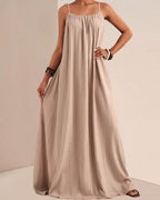 Vyla™ Pleated Slip Flowy Casual Maxi Dress