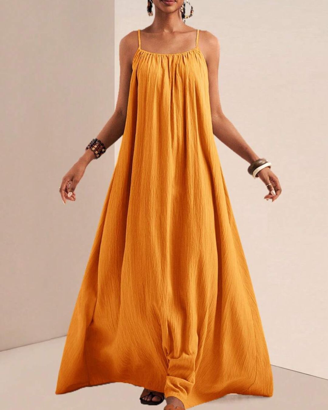 Vyla™ Pleated Slip Flowy Casual Maxi Dress