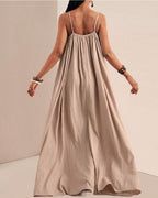 Vyla™ Pleated Slip Flowy Casual Maxi Dress