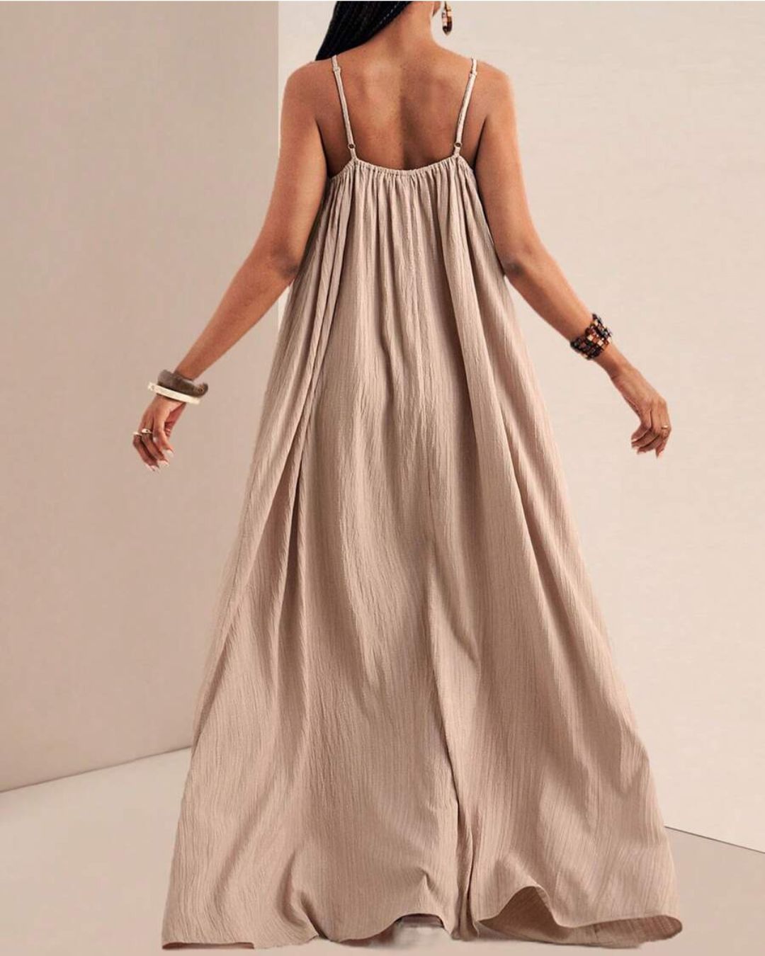 Vyla™ Pleated Slip Flowy Casual Maxi Dress