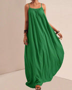 Vyla™ Pleated Slip Flowy Casual Maxi Dress