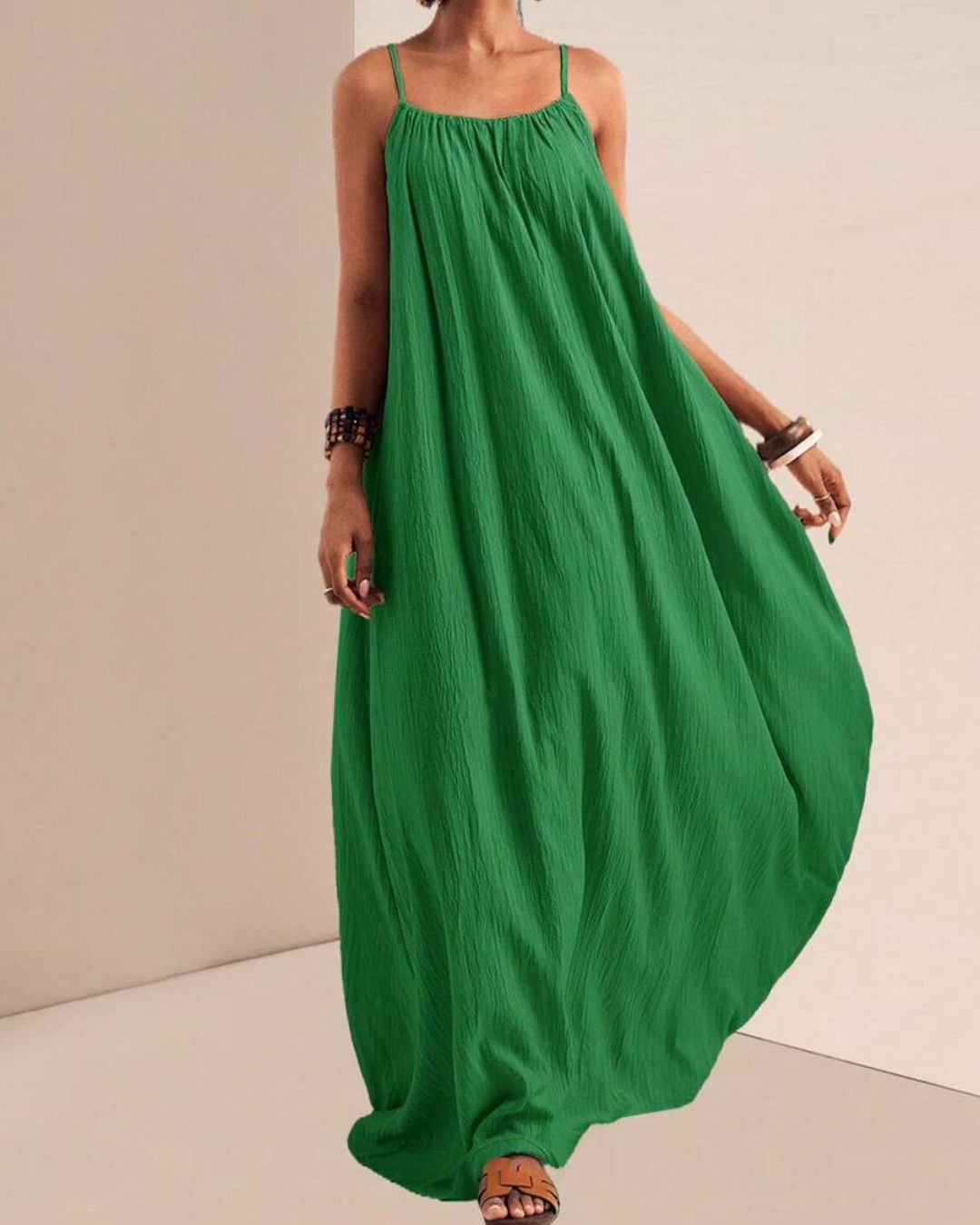 Vyla™ Pleated Slip Flowy Casual Maxi Dress