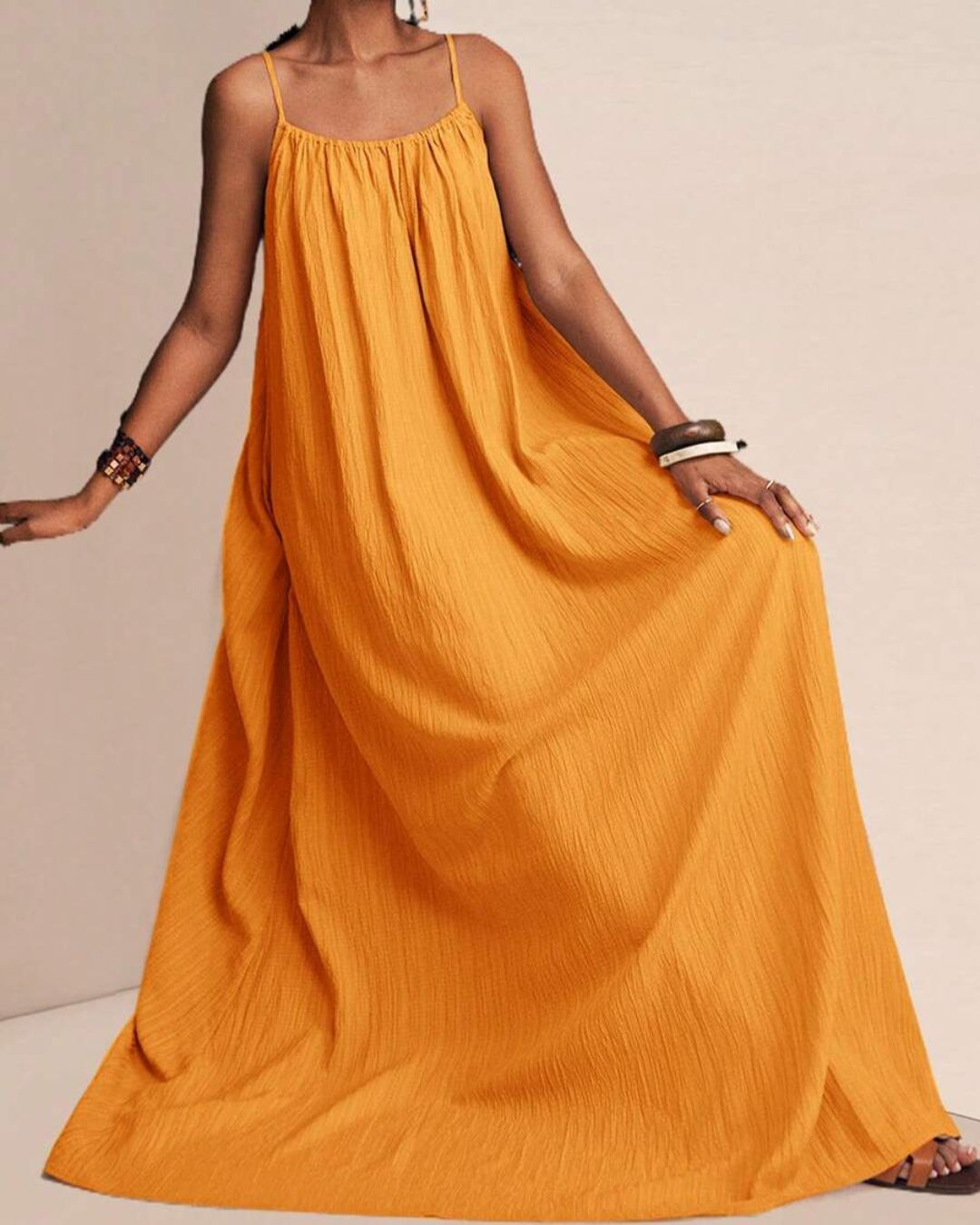 Vyla™ Pleated Slip Flowy Casual Maxi Dress
