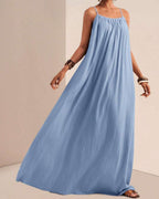 Vyla™ Pleated Slip Flowy Casual Maxi Dress