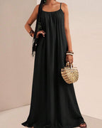 Vyla™ Pleated Slip Flowy Casual Maxi Dress