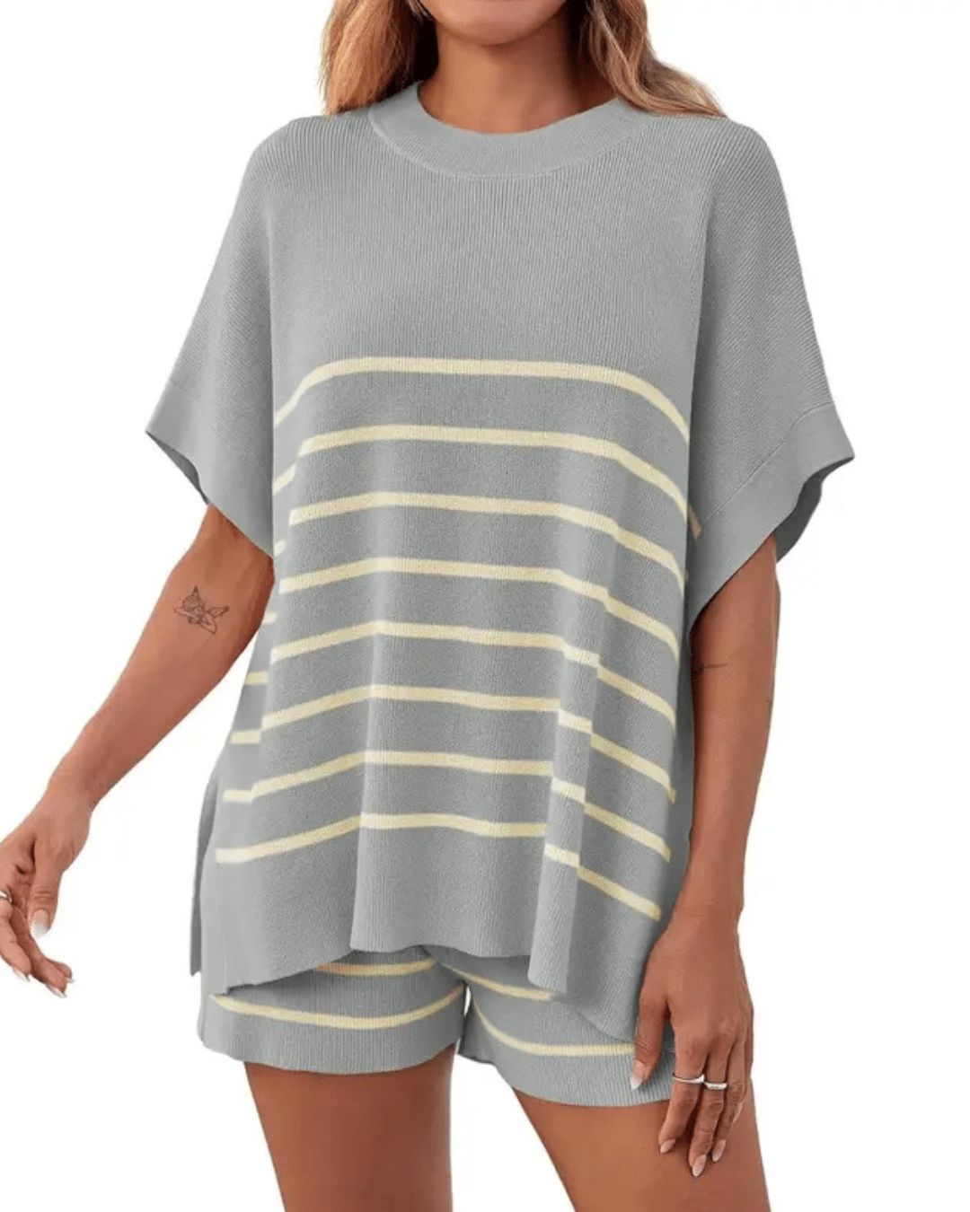 Vyla™ Striped Oversized Batwing Knit Lounge Sets