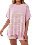 Vyla™ Striped Oversized Batwing Knit Lounge Sets