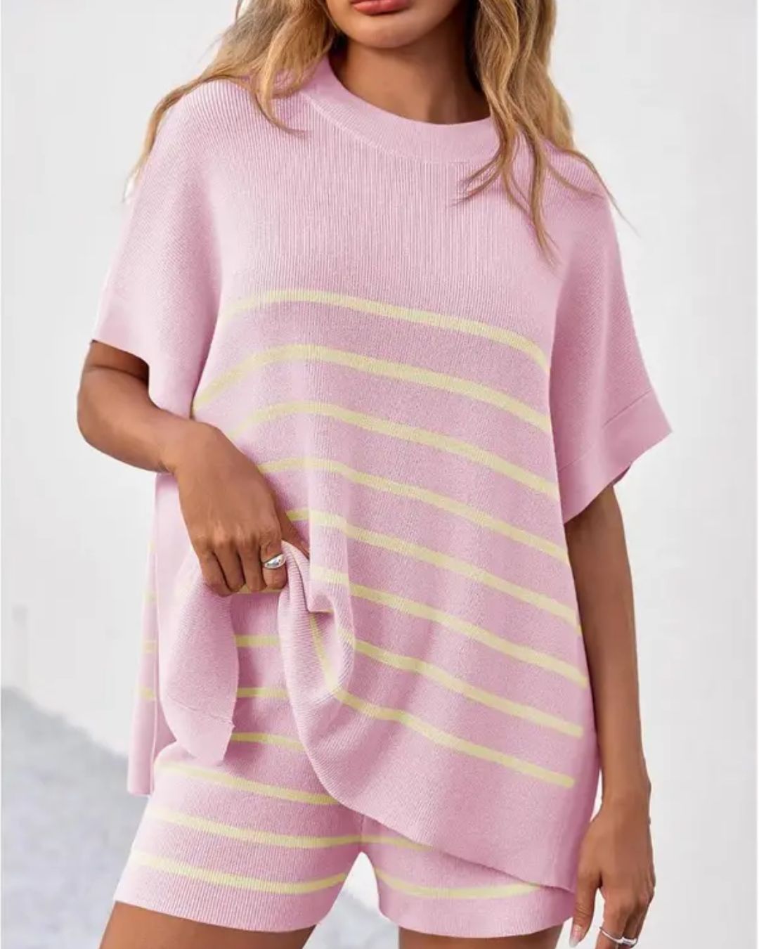 Vyla™ Striped Oversized Batwing Knit Lounge Sets